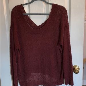 Red Sheer Slouchy Sweater